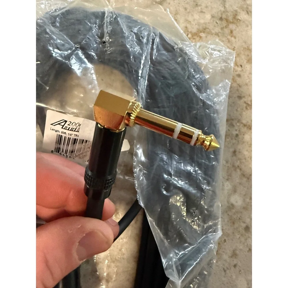 A2000 Audio 50ft 1/4 TRS Right Angle to XLR Male Microphone Cable Gold Plated